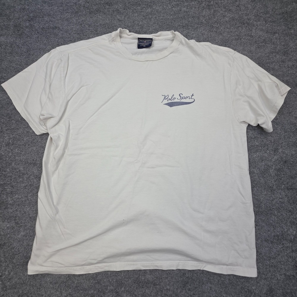 Vintage POLO Sport T-Shirt Men's XL White Graphic Spellout Y2K